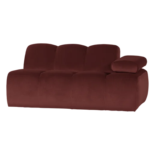 Bank velours bruin 5-zits rechts 164 cm