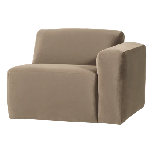 Bank velours taupe 1-zits rechts