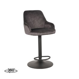 Barkruk velours antraciet 19 50 × 52 × 90 cm