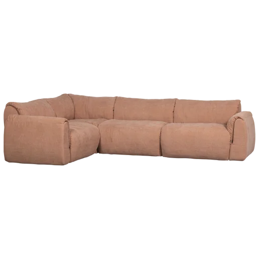 Hoekbank polyester roze links 301 cm