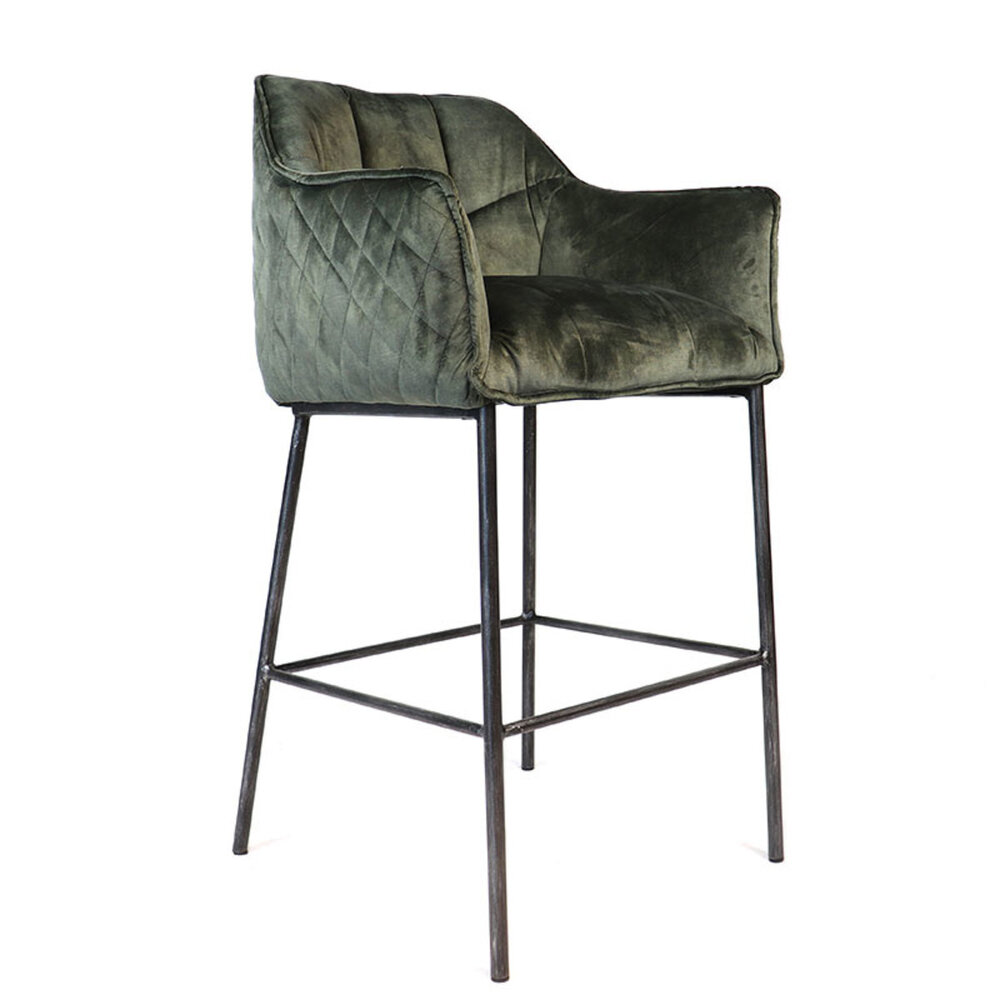 Barkruk velours groen 82 cm 62 cm