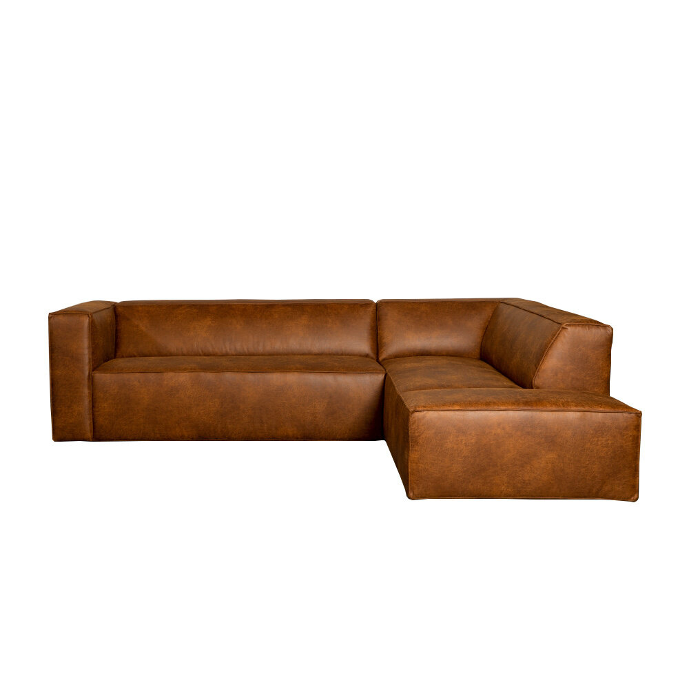 Hoekbank eco-leer cognac rechts 266 cm