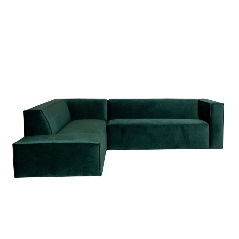 Hoekbank velours groen links 266 cm