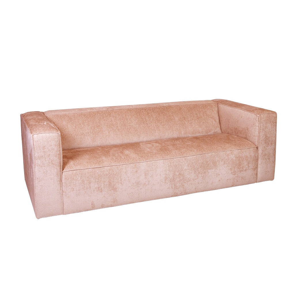Bank velours roze 3-zits