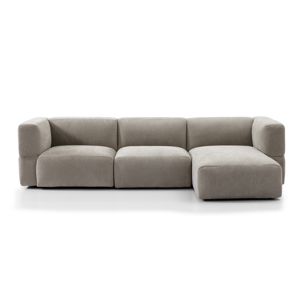 Hoekbank ja taupe 3-zits rechts