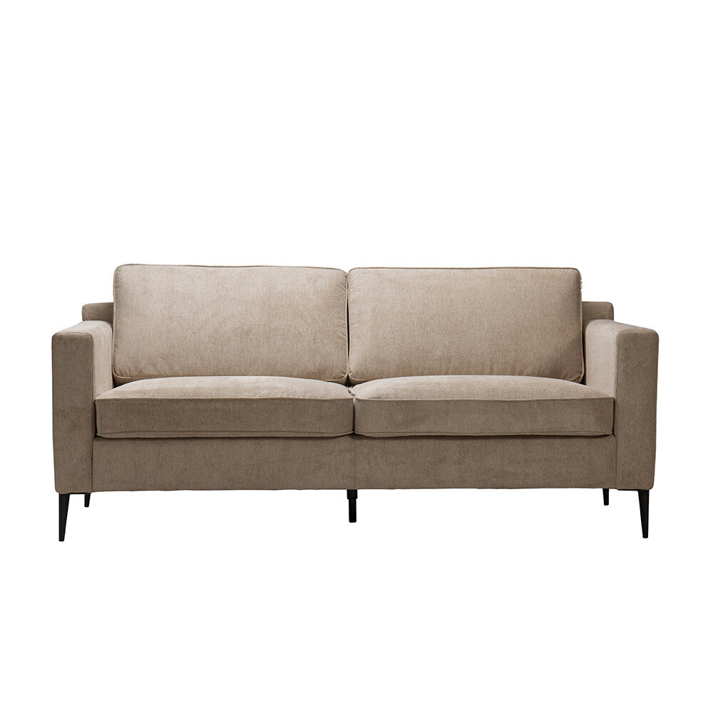 Bank polyester taupe 3-zits 185 × 85 cm hoog