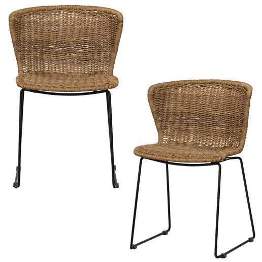 Tuinstoel rotan naturel set van 2