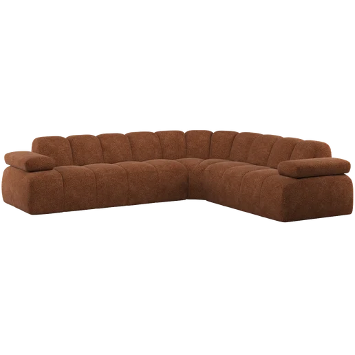 Hoekbank chenille bruin rechts 310 cm