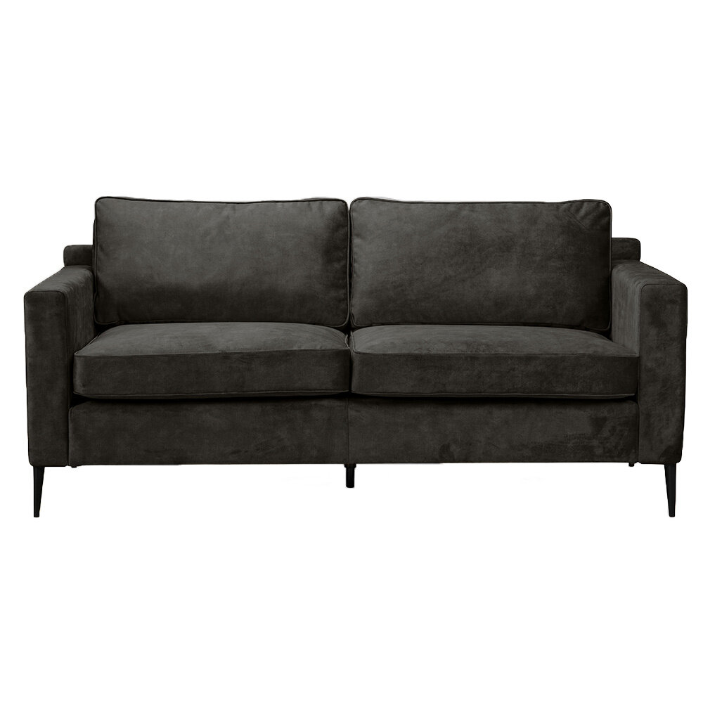 Bank velours antraciet 3-zits 181 cm