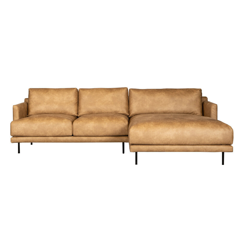 Hoekbank Delar eco-leer beige rechts