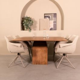 Eettafel Jasto mangohout naturel smooth 140 cm