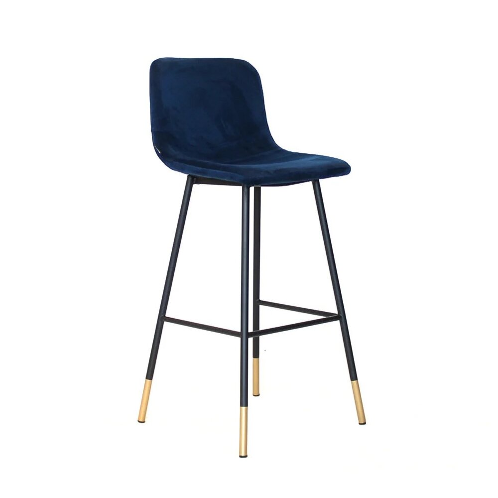 Barkruk velours donkerblauw