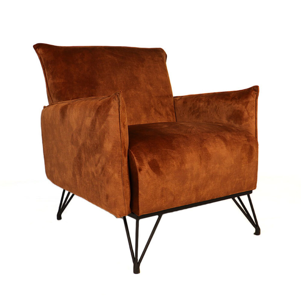 Fauteuil velours koper 74 cm