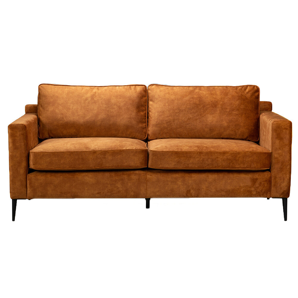 Bank velours okergeel 3-zits 181 cm