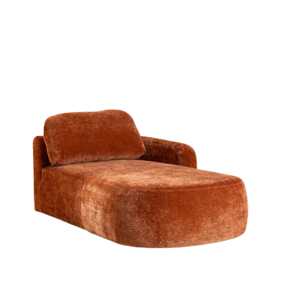 Chaise longue Fio chenille terracotta rechts
