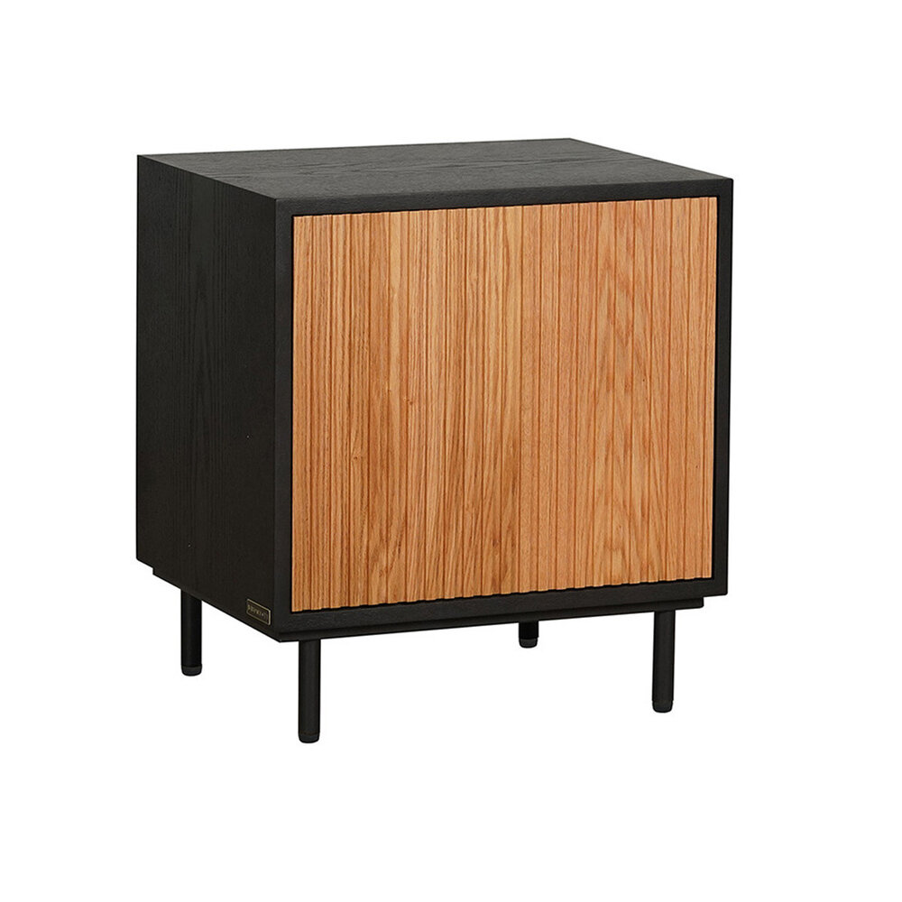 Nachtkastje rubberwood zwart 50 cm