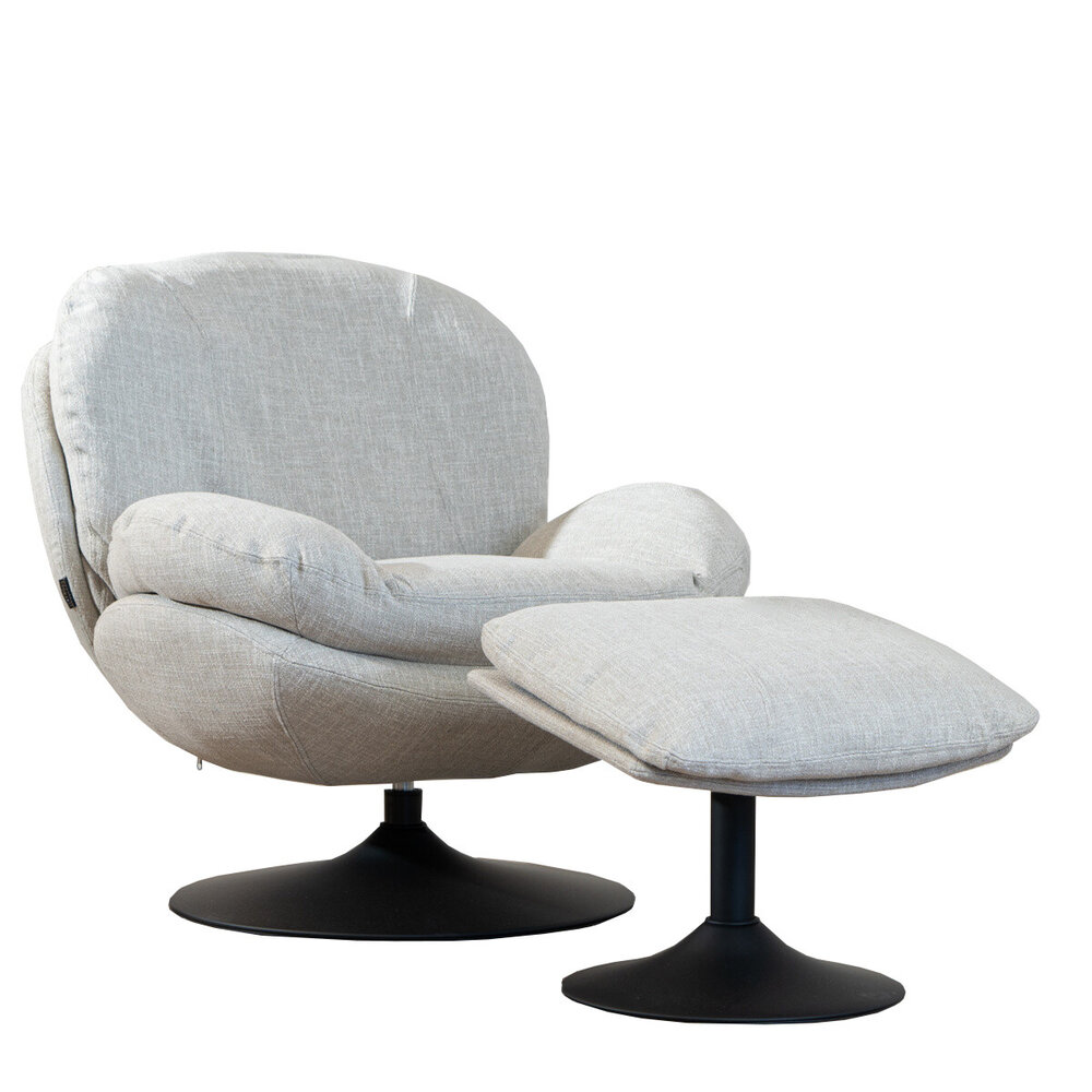 Fauteuil polyester taupe draaibaar 83 cm