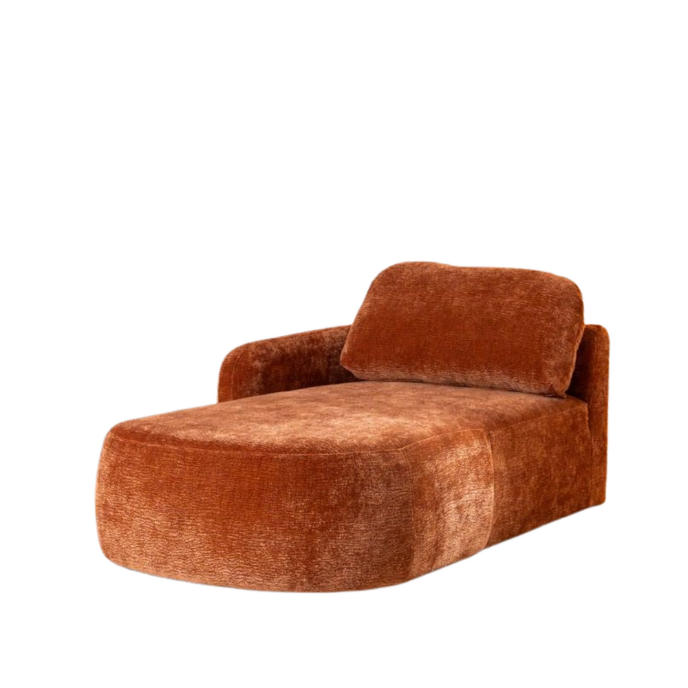 Chaise longue chenille terracotta links
