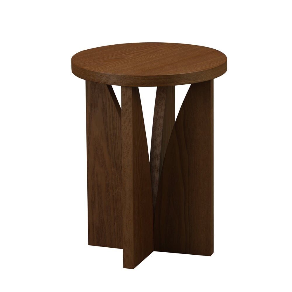 Bijzettafel MDF + eikenfineer rustiek eiken Ø35 cm