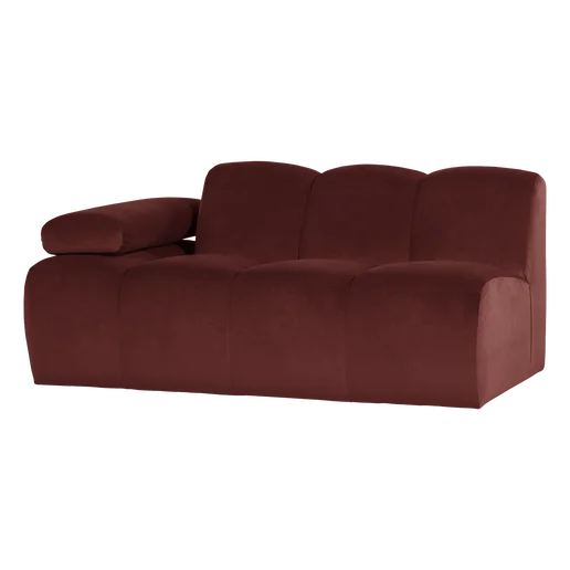 Bank velours bruin 5-zits links 164 cm