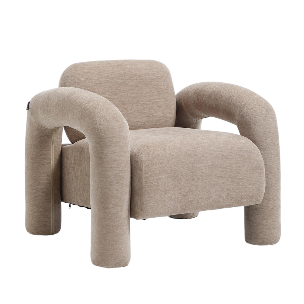Fauteuil velours beige