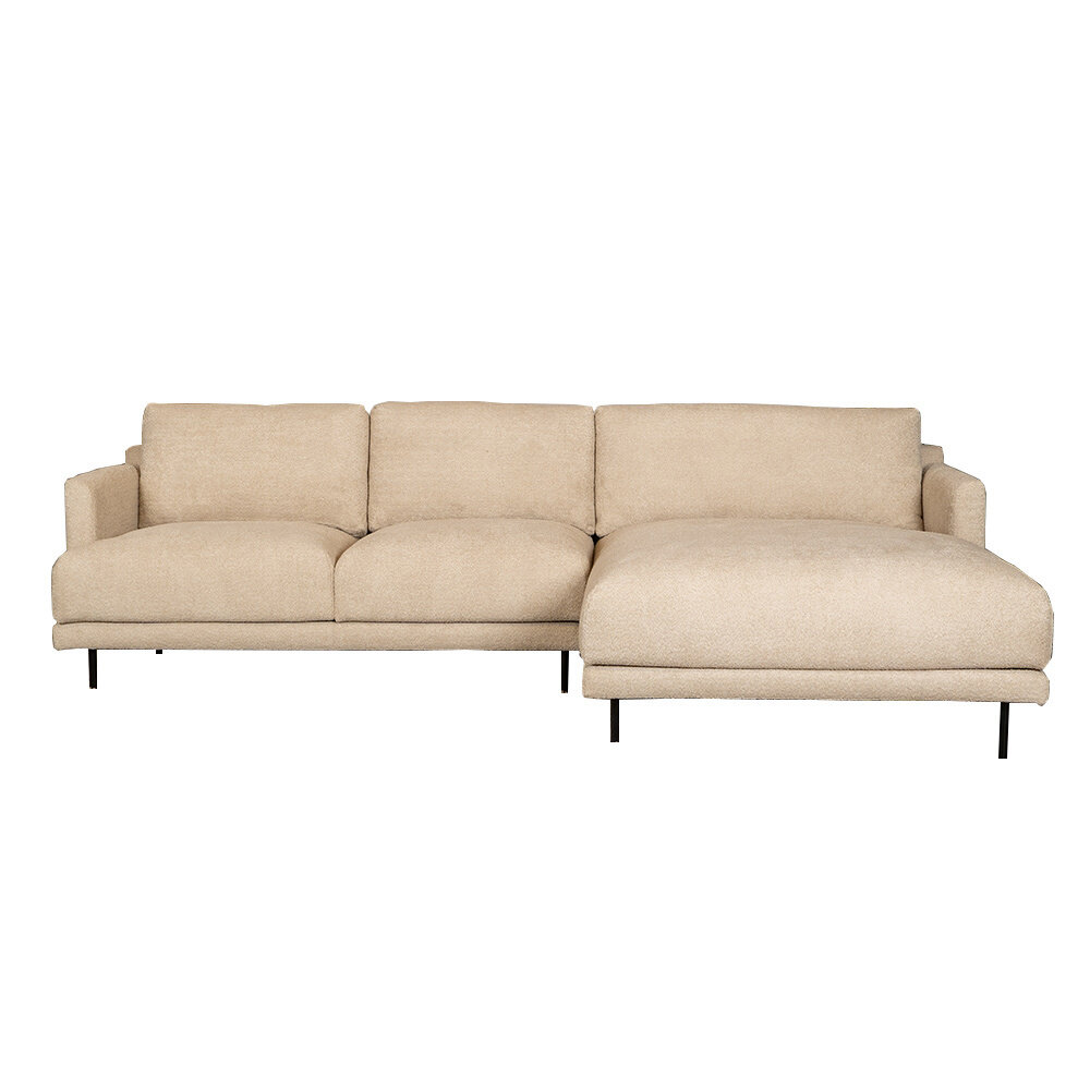 Hoekbank bouclé beige rechts