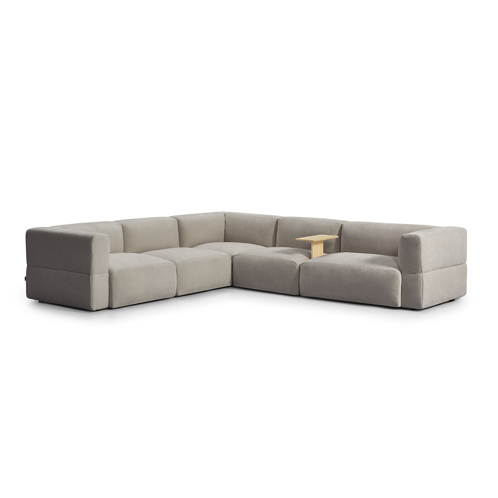 Hoekbank ja taupe 6-zits 314 cm
