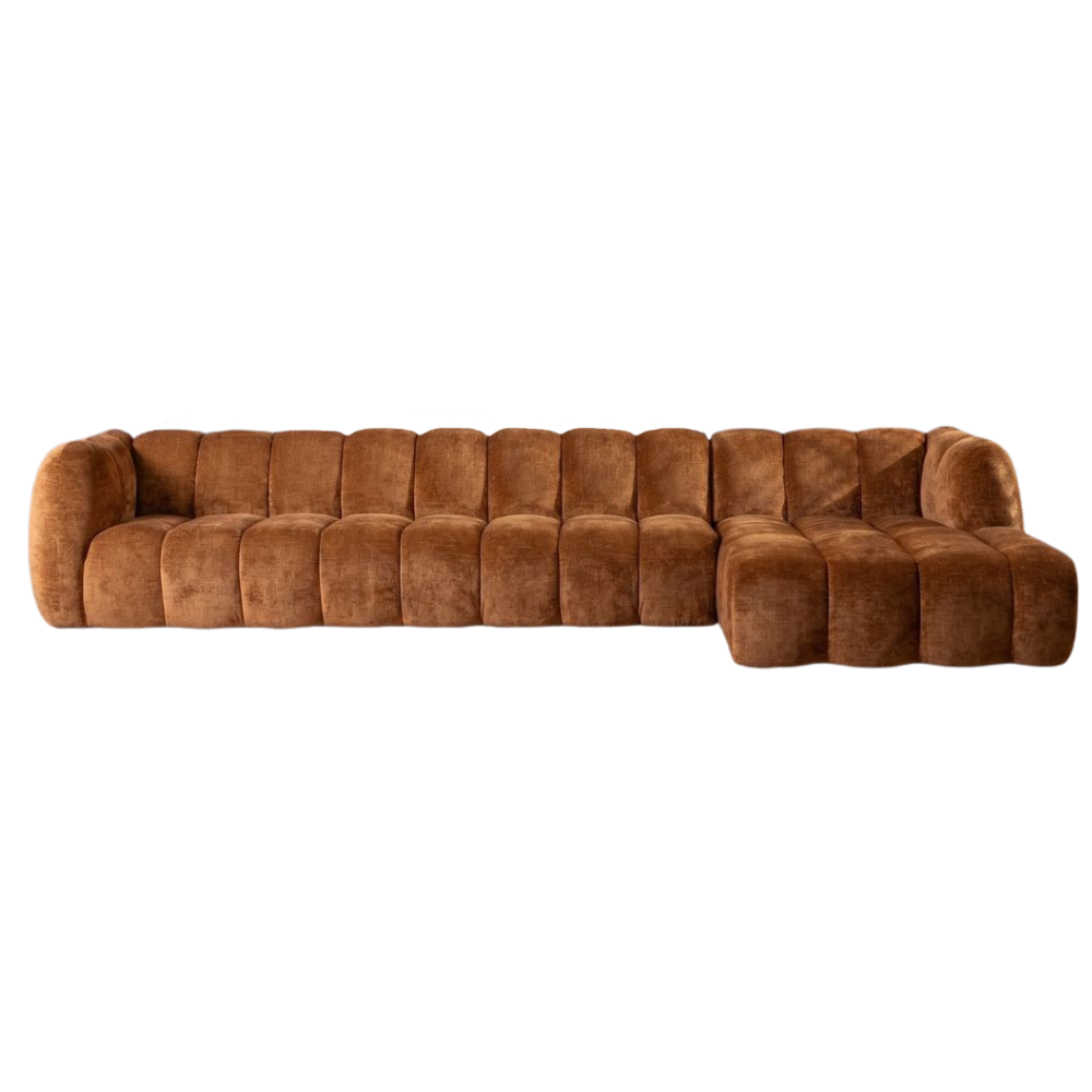 Hoekbank chenille koper rechts